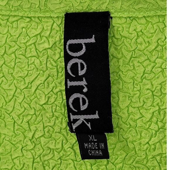 Berek Vintage 80s Green Black Crinkle Snap Front Asymmetric Geometric Tunic Top - Picture 4 of 12